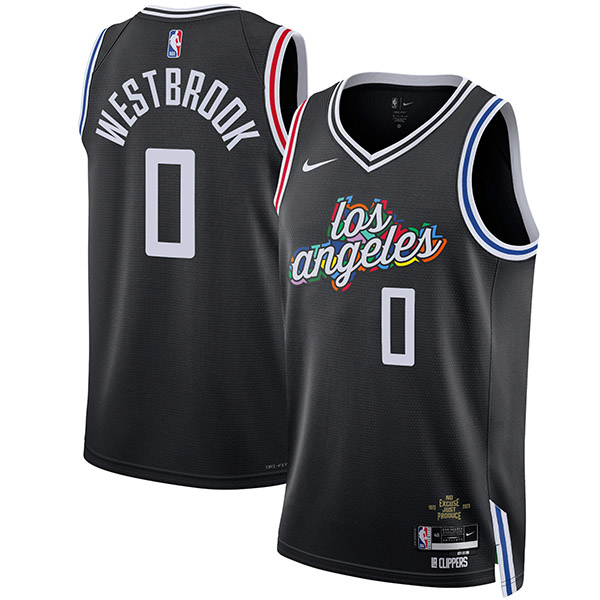 Los Angeles Clippers city swingman 0# Russell Westbrook jersey statement edition black association uniform kit limited shirt 2022-2023