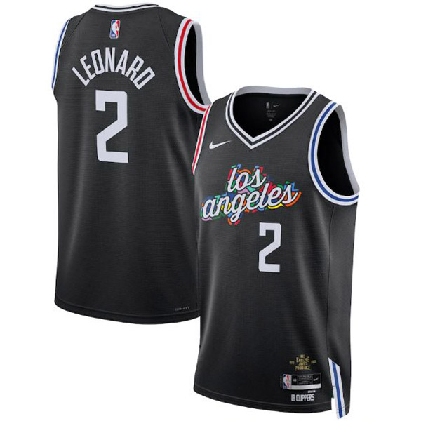 Los Angeles Clippers city swingman 2# Kawhi Leonard jersey black statement edition association uniform kit limited shirt 2022-2023