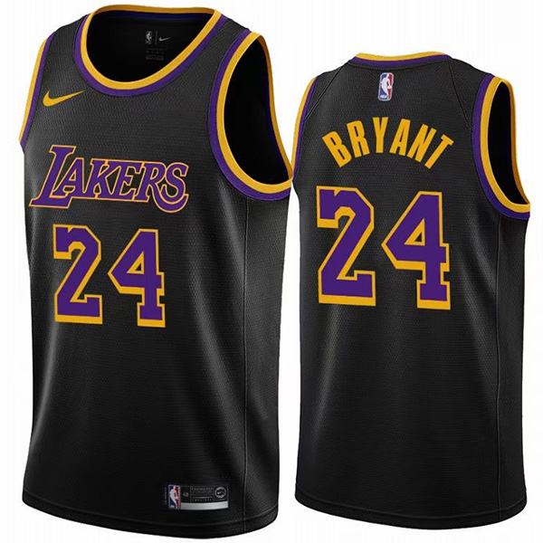 Maglia da basket nera dei Los Angeles Lakers 24 Kobe Bean Bryant Maglia Swingman Association Edition Viola Giallo 2021 