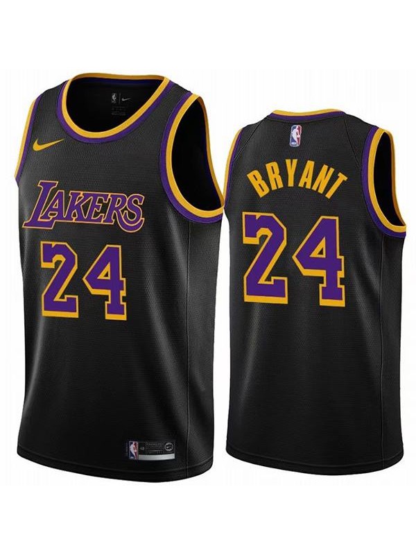 Maglia da basket nera dei Los Angeles Lakers 24 Kobe Bean Bryant Maglia Swingman Association Edition Viola Giallo 2021 