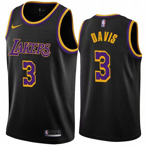 Maglia da basket nera dei Los Angeles Lakers 3 Anthony Davis Swingman Association Edition Jersey viola 2021