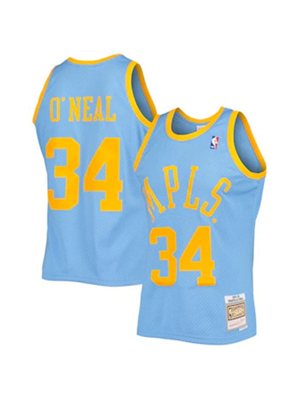 Los Angeles Lakers jersey Shaquille O'neal 34# Mitchell Ness swingman retro uniform light blue kit 2001-2002