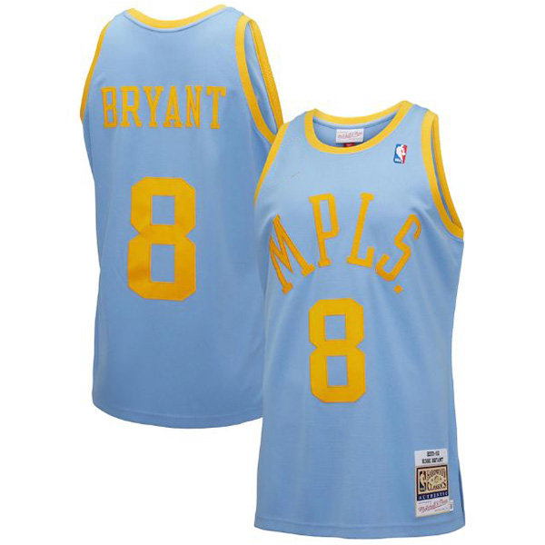 Los Angeles Lakers retro jersey Kobe Bryant 8# mitchell ness swingman uniform light blue kit 2001-2002