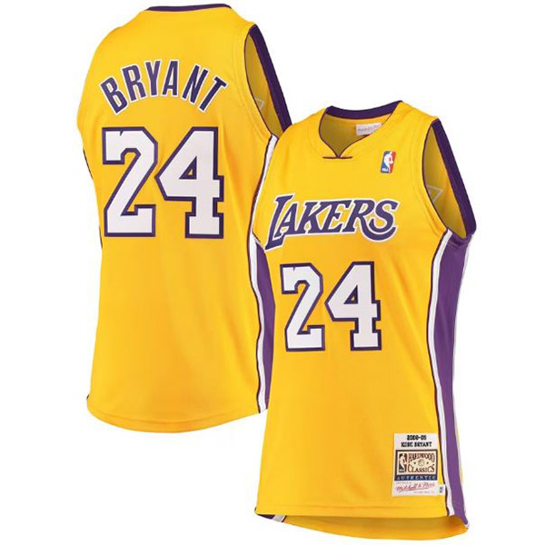 Los Angeles Lakers retro jersey men's Kobe Bryant Authentic uniform mitchell ness 24# yellow 2009 -2010