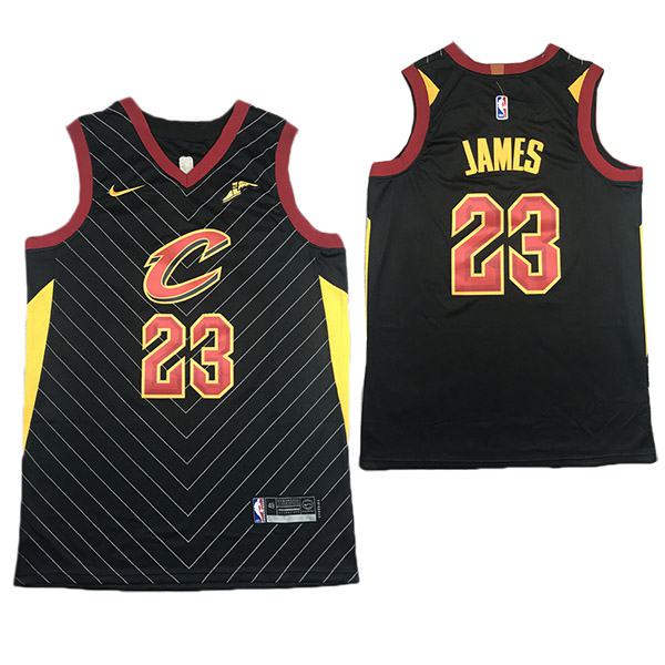 Men's NBA Cleveland Cavaliers LeBron James 23 Swingman Basketball Jersey Black Red 2019-2020