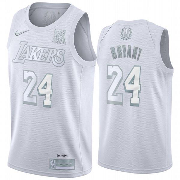 Men's Los Angeles Lakers MPV Kobe Bryant 24 City Edition Basketball Jersey Swingman Vest White 2020