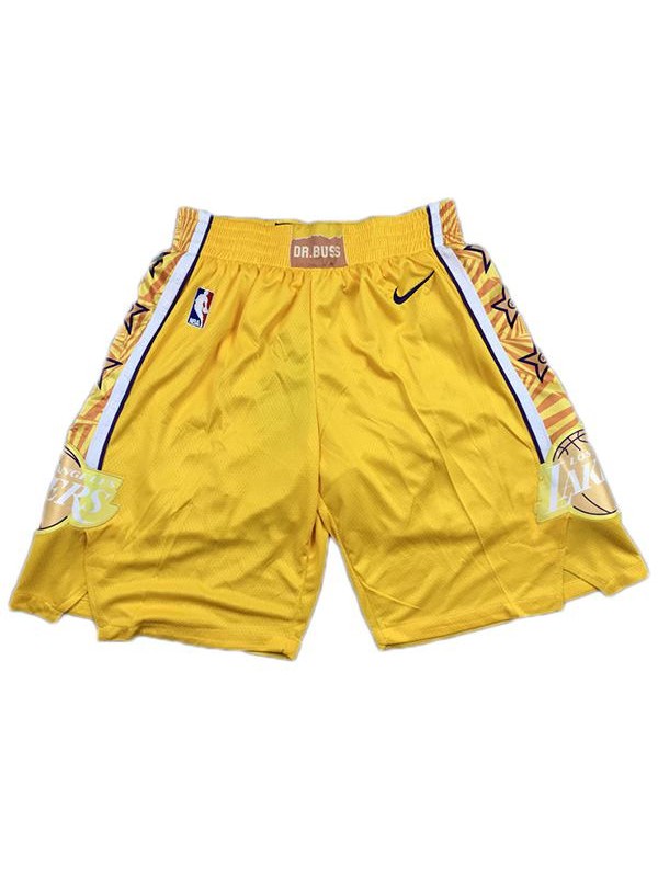 Men's NBA LA Lakers Basketball Shorts Yellow Swingman Edition City Jersey 2020