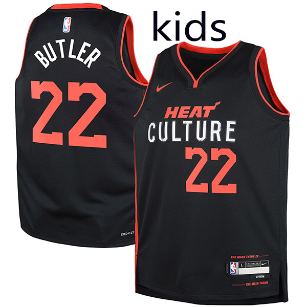 Miami Heat 22 jimmy butler kids edition swingman jersey youth uniform children black basketball limited vest