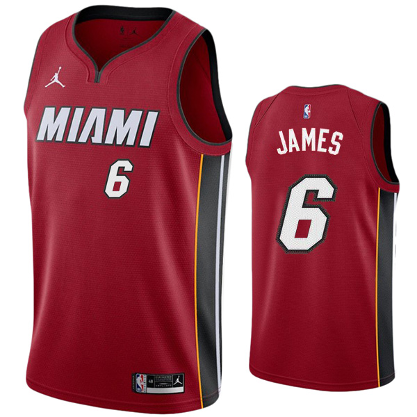 Miami Heat 6 LeBron James jersey maglia da basket da uomo divisa da basket swingman in edizione limitata maglia rossa 2022