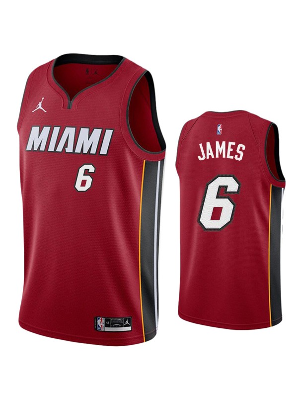 Miami Heat 6 LeBron James jersey maglia da basket da uomo divisa da basket swingman in edizione limitata maglia rossa 2022