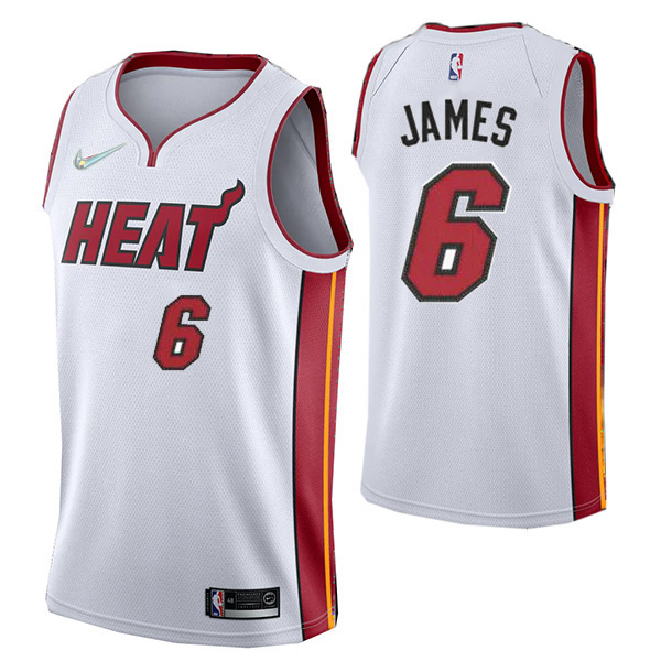 Miami Heat 6 LeBron James jersey maglia da basket da uomo divisa da basket swingman in edizione limitata maglia bianca 2022