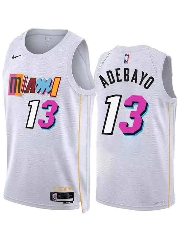 Miami Heat Bam Adebayo maglia da uomo 13 città uniforme da basket bianca swingman camicia in edizione limitata 2023