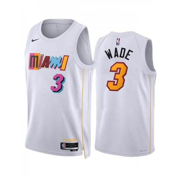 Miami Heat Dwyane Wade maglia da uomo 3 city basket uniforme bianca swingman maglia in edizione limitata 2023