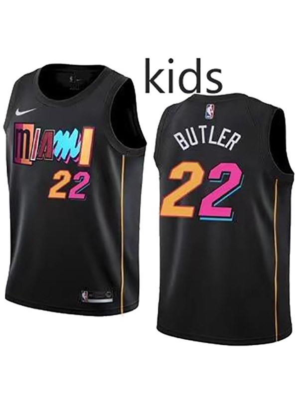 Miami Heat Jimmy Butler 22 kids city edition swingman jersey youth uniform children black basketball limited vest