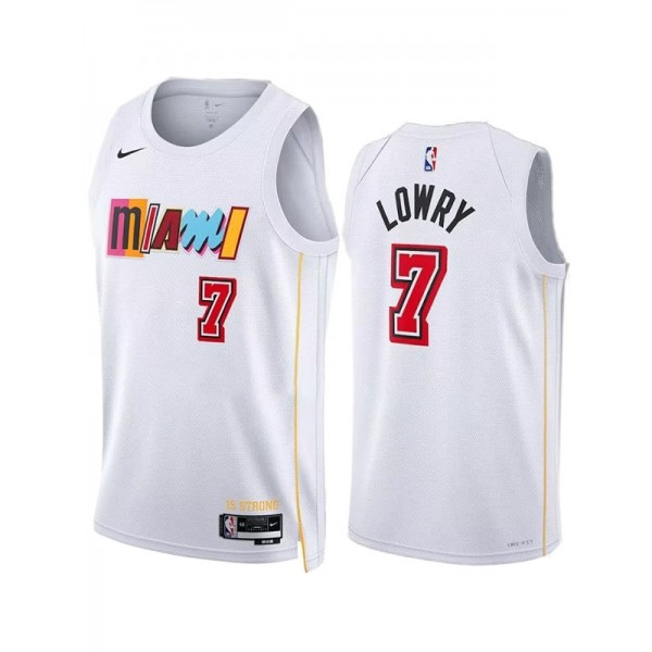 Miami Heat Kyle Lowry maglia da uomo City 7 uniforme da basket bianca swingman maglia in edizione limitata 2023