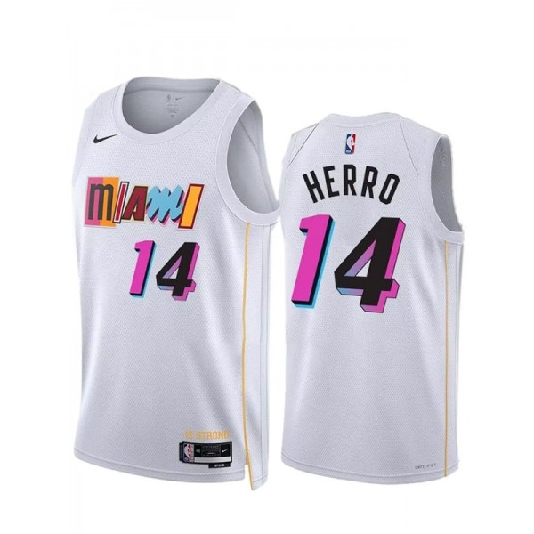 Miami Heat Tyler Herro maglia da uomo City 14 uniforme da basket bianca swingman maglia in edizione limitata 2023