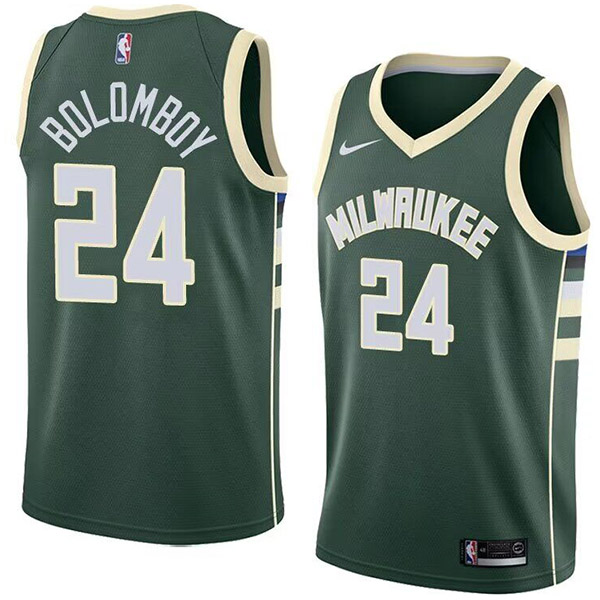 Milwaukee Bucks city edition swingman jersey men's Joel Bolomboy 24 green basketball limited vest