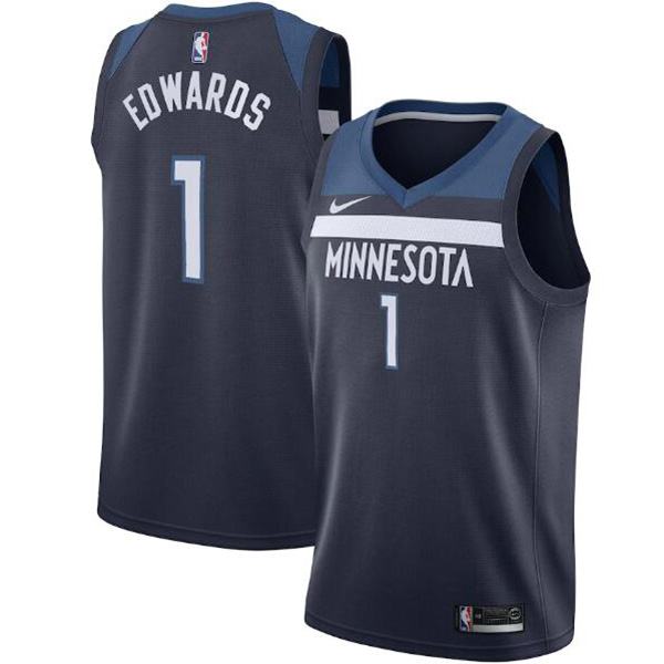 Minnesota Timberwolves 1 Anthony Edwards Icon Swingman Jersey city nba basketball navy edition shirt 2021