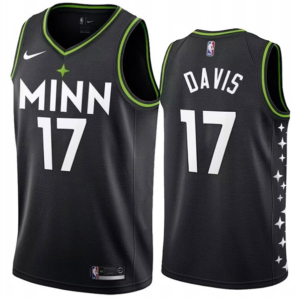 Minnesota timberwolves Ed Davis 17 city edition jersey men's black swingman uniform basketball vest