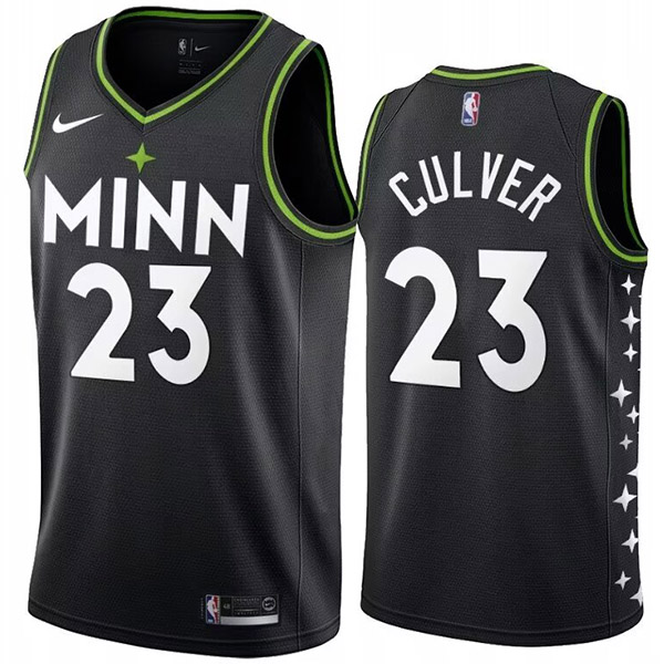 Minnesota timberwolves Jarrett Culver 23 city edition jersey men's black swingman uniform basketball vest