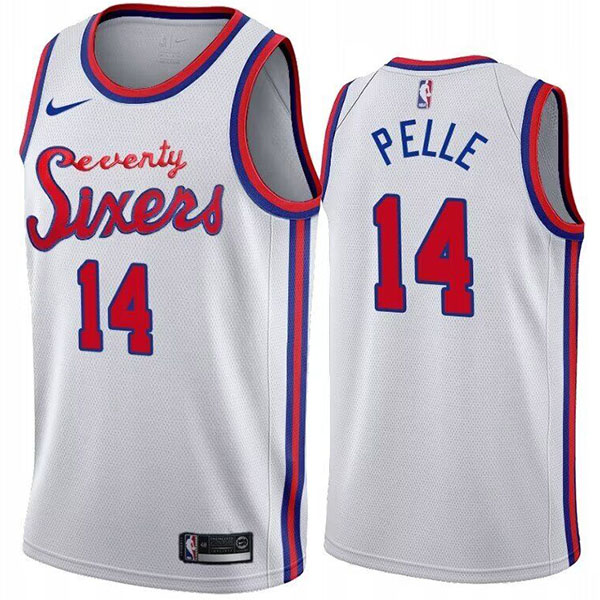 Philadelphia 76ers Norvel Pelle 14 jersey men's white the city basketball uniform swingman limited edition vest
