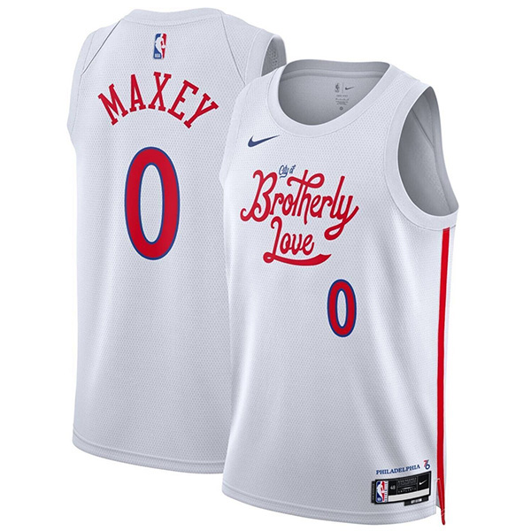 Philadelphia 76ers Tyrese Maxey #0 Dri-FIT swingman jersey men's white brotherly love kit basketball uniform 2022-2023