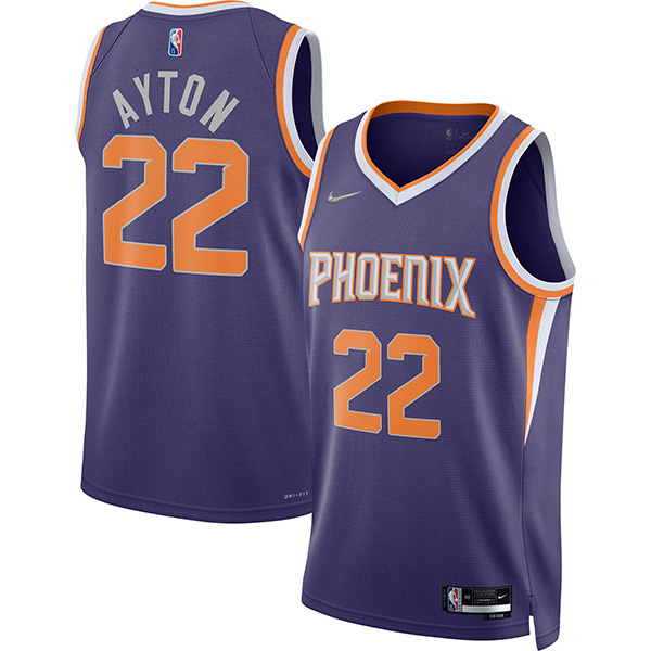 Phoenix Suns 22 DeAndre Ayton jersey città divisa da basket swingman in edizione limitata kit maglia blu scuro 2022
