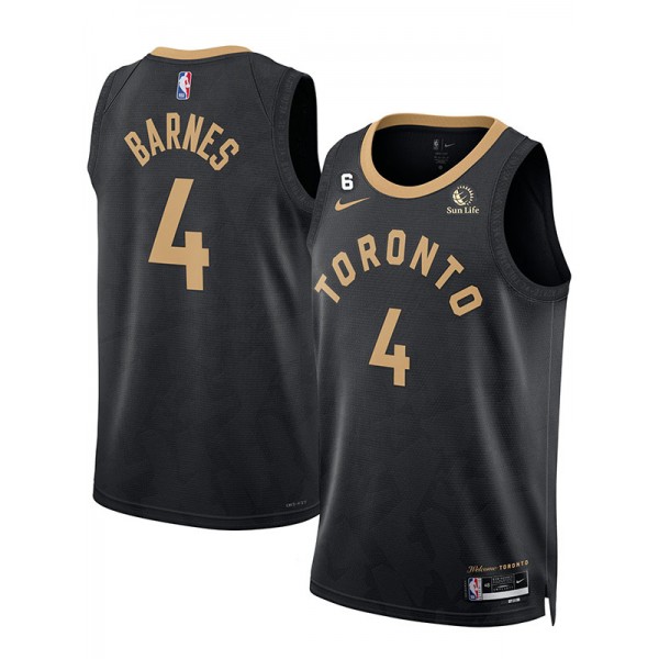 Toronto Raptors Barnes Maglia da uomo nera 4 uniforme da basket kit swingman maglia in edizione limitata 2023