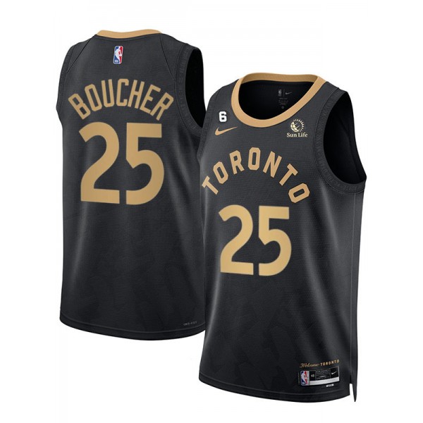 Toronto Raptors Chris Boucher maglia da uomo nera 25 divisa da basket kit swingman maglia in edizione limitata 2023