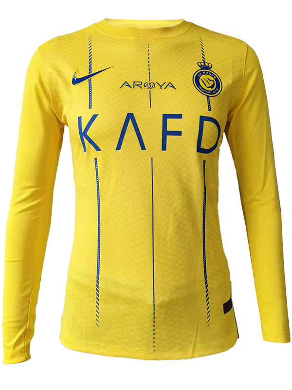 Al-Nassr maglia a maniche lunghe per la casa Prima maglia da calcio per abbigliamento sportivo da uomo dell'uniforme da calcio 2023-2024