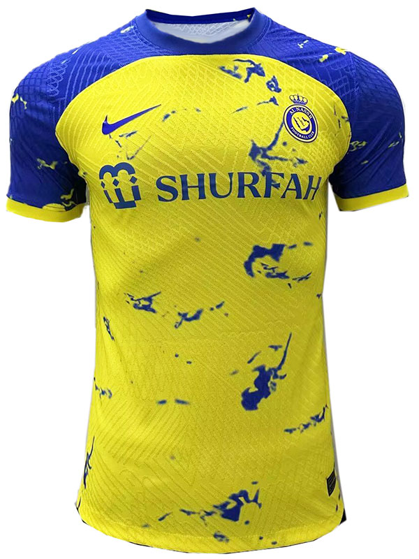Al-Nassr edizione speciale versione giocatore maglia uniforme da calcio kit da calcio sportivo giallo da uomo top camicia 2023-2024