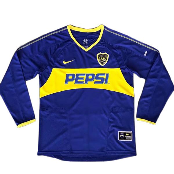 Boca juniors home retro soccer maglia manica lunga maillot match prima maglia da calcio sportiva da uomo 2003-2004 