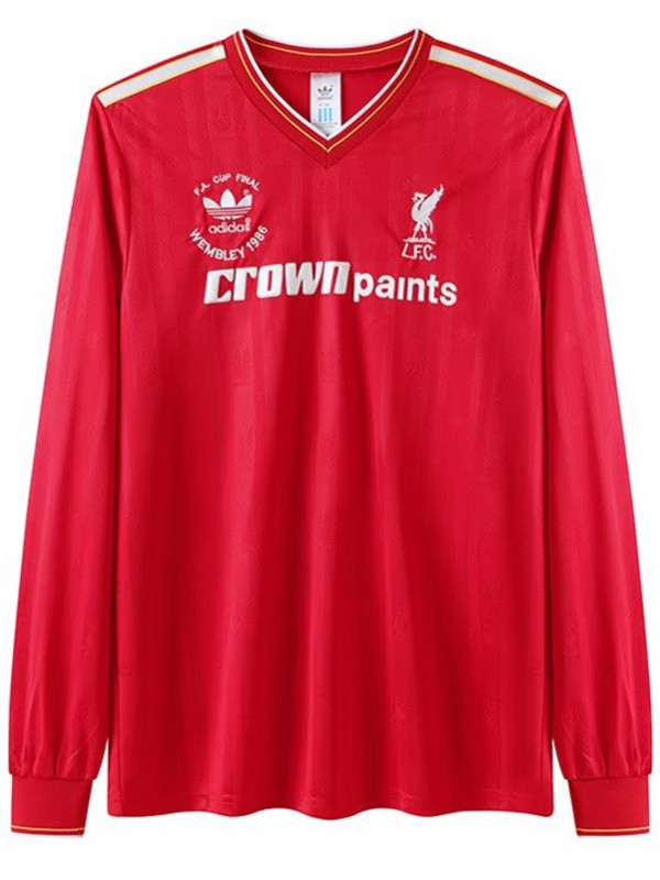 Liverpool maglia home retrò a maniche lunghe maglia sportiva da uomo per la prima divisa da calcio dell'uniforme da calcio 1985-1986