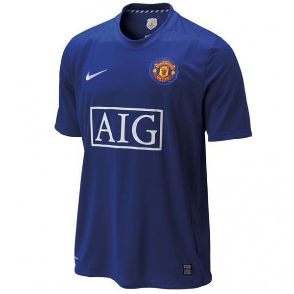 Manchester united away retro jersey blue 0708