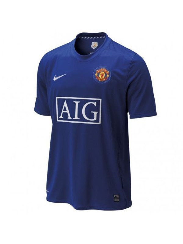 Manchester united away retro jersey blue 0708