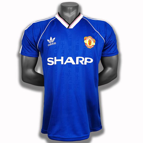 Manchester united away retro soccer jersey maillot match men's second sportwear football shirt 1988-1989