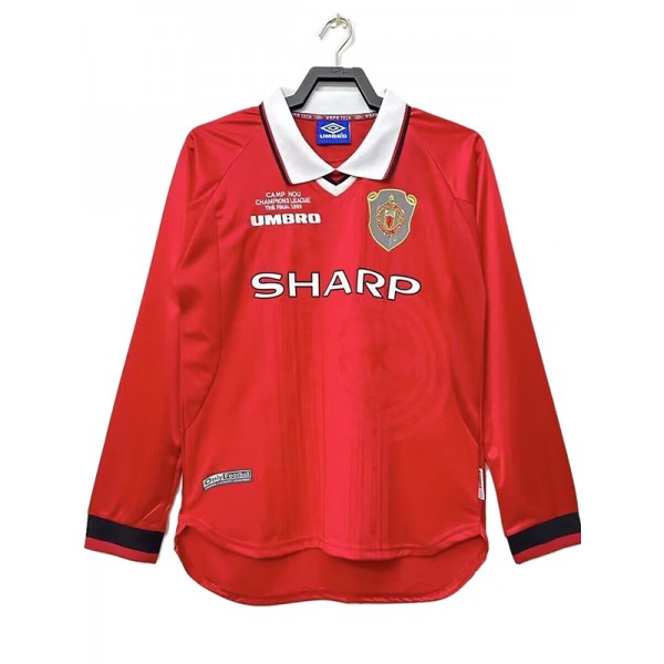 Manchester United maglia manica lunga home del maglia da calcio retrò da uomo prima maglia sportiva da calcio 1999-2000