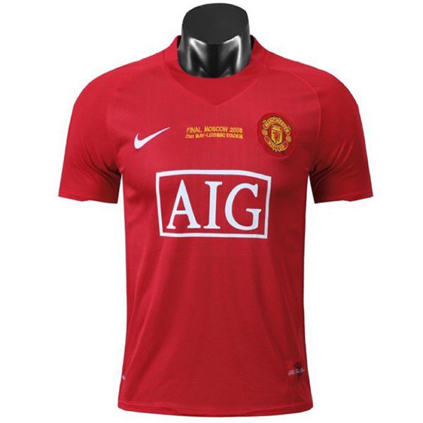 Manchester united maglia home retro champions league maglia da calcio sportiva da uomo 2007-2008