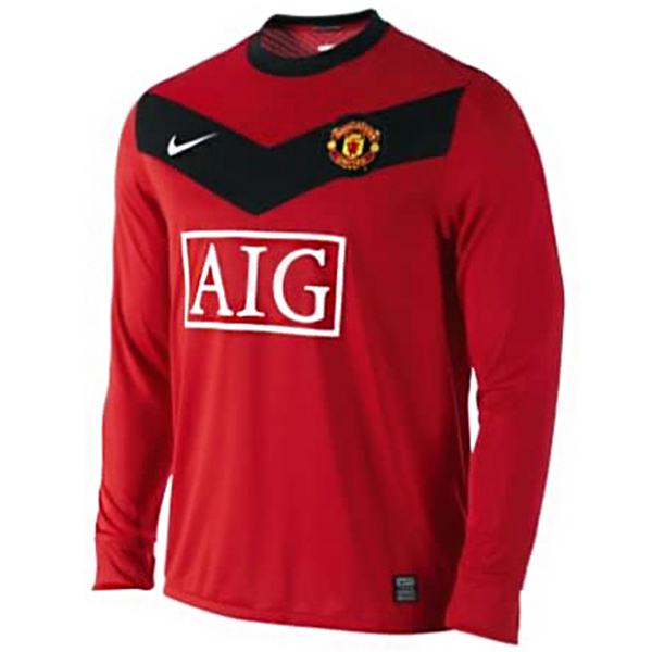 Manchester United Maglia a maniche lunghe retrò da casa del prima maglia da calcio sportiva da uomo, 2009-2010