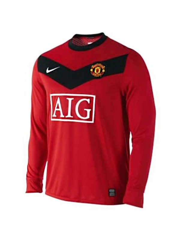 Manchester United Maglia a maniche lunghe retrò da casa del prima maglia da calcio sportiva da uomo, 2009-2010