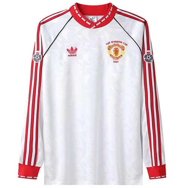 Manchester United maglia da calcio a maniche lunghe da calcio a maniche lunghe della coppa dei vincitori europei retrò del maglia da calcio da uomo divisa da uomo vintage 1991