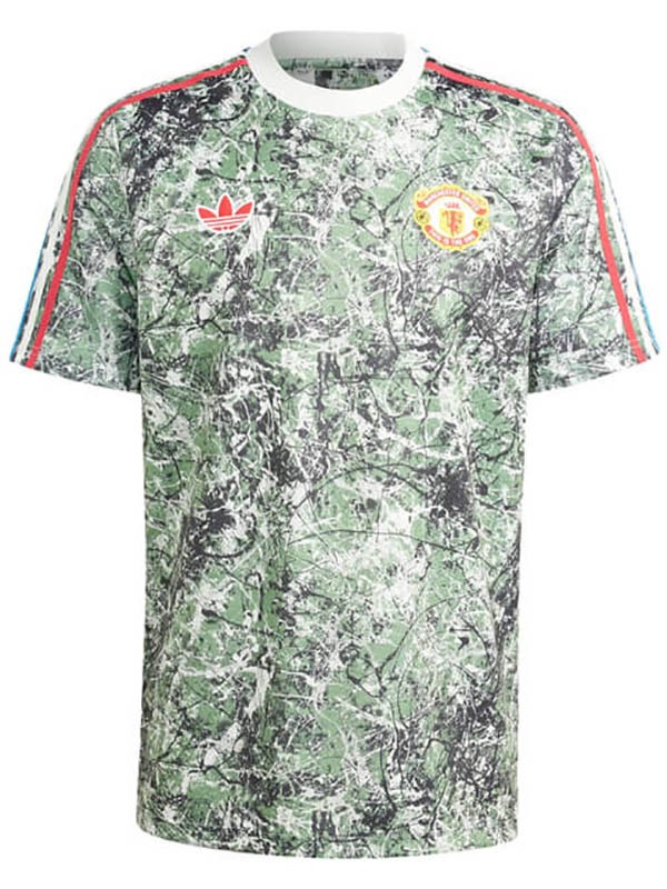 Manchester united maglia da allenamento pre-partita uniforme da calcio abbigliamento sportivo da uomo verde maglietta sportiva da calcio 2024-2025