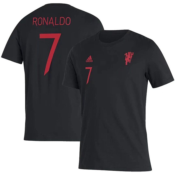 Manchester United Cristiano Ronaldo 7 maglia da calcio nera da uomo maglia da calcio in edizione commemorativa maglia sportiva 2022-2023