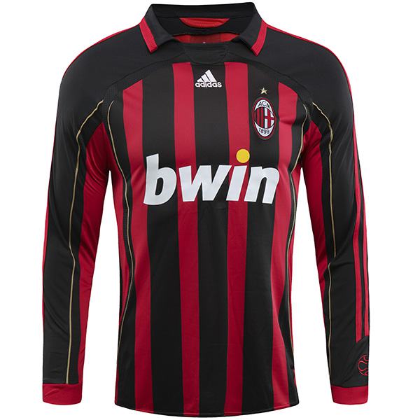 AC milan home retro long sleeve jersey maillot match men's first sportwear football shirt 2006-2007