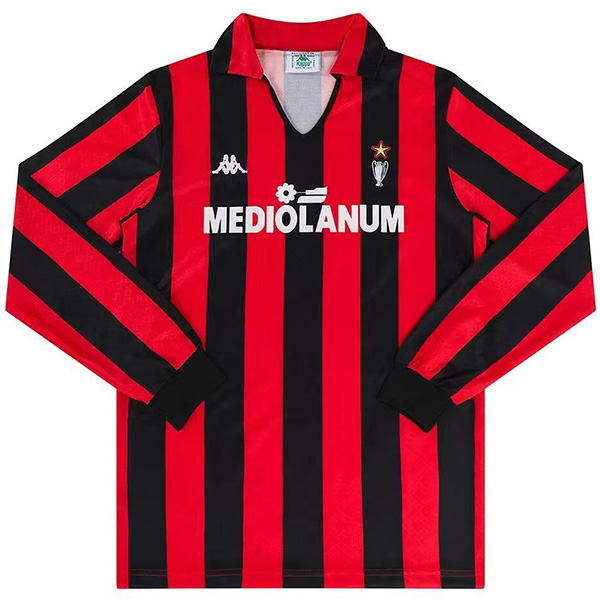 AC milan casa retro maglia manica lunga prima maglia da calcio per abbigliamento sportivo da uomo divisa da calcio 1989-1990