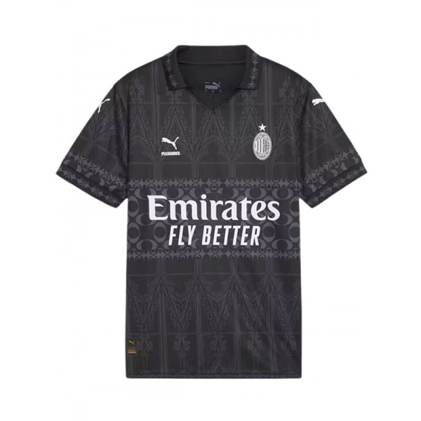 AC Milan x Pleasures maglia autentica divisa da calcio nera da uomo kit da calcio top maglia sportiva 2024-2025