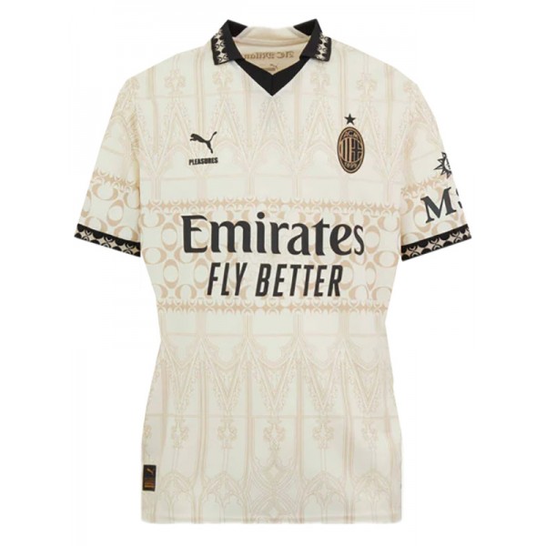 AC Milan x Pleasures femminile maglia autentica da donna divisa da calcio bianca abbigliamento sportivo da donna top da calcio camicia sportiva 2023-2024