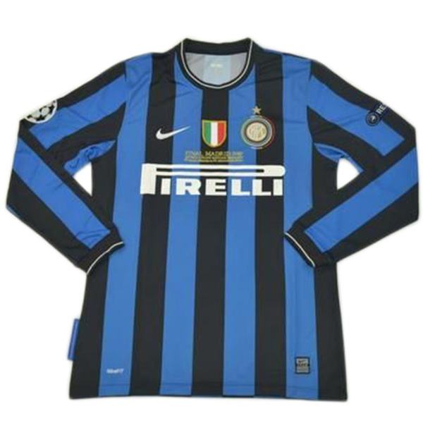 Inter milan maglia casalinga la prima camicia da calcio degli abiti sportivi degli uomini della partita della lega dei campioni di calcio della retro manica lunga 2009-2010