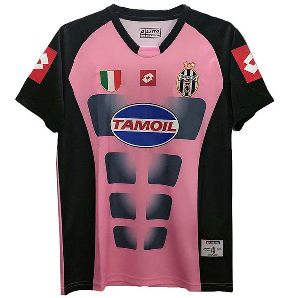 Juventus maglia storica da calcio da trasferta della seconda maglietta da calcio da uomo sportiva maglietta sportiva da calcio rosa 2002-2003 