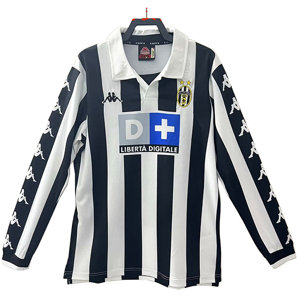 Juventus maglia da casa a maniche lunghe retrò uniforme vintage da calcio prima maglia sportiva da uomo kit da calcio 1998-1999